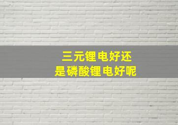 三元锂电好还是磷酸锂电好呢