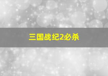 三国战纪2必杀