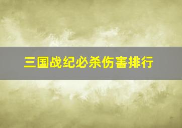 三国战纪必杀伤害排行