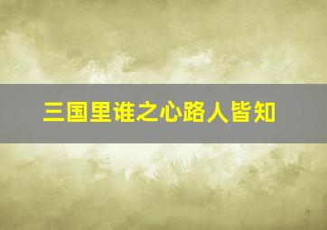 三国里谁之心路人皆知