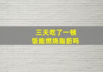 三天吃了一顿饭能燃烧脂肪吗