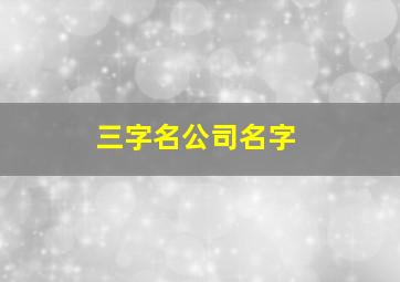 三字名公司名字