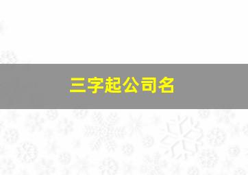 三字起公司名