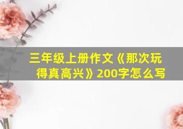 三年级上册作文《那次玩得真高兴》200字怎么写