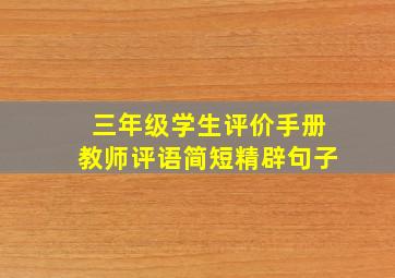 三年级学生评价手册教师评语简短精辟句子