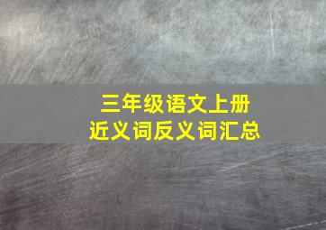 三年级语文上册近义词反义词汇总