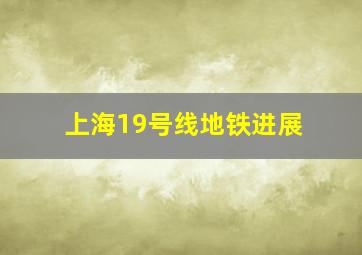 上海19号线地铁进展