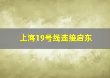 上海19号线连接启东