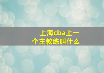 上海cba上一个主教练叫什么