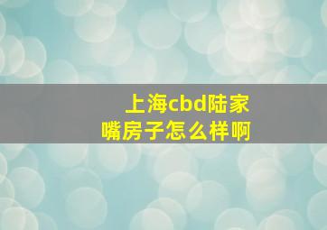 上海cbd陆家嘴房子怎么样啊