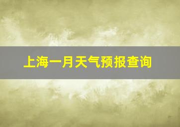 上海一月天气预报查询