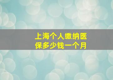 上海个人缴纳医保多少钱一个月