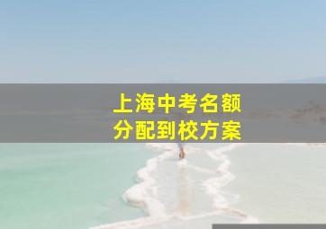 上海中考名额分配到校方案