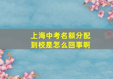 上海中考名额分配到校是怎么回事啊