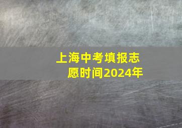 上海中考填报志愿时间2024年