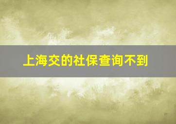 上海交的社保查询不到