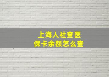 上海人社查医保卡余额怎么查