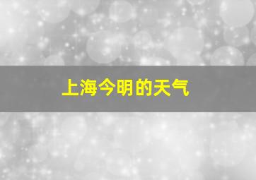 上海今明的天气