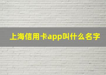 上海信用卡app叫什么名字