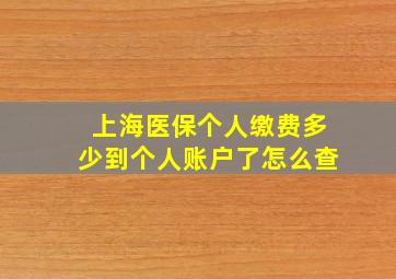 上海医保个人缴费多少到个人账户了怎么查