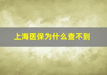 上海医保为什么查不到