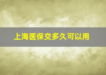 上海医保交多久可以用