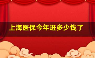 上海医保今年进多少钱了