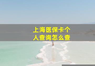 上海医保卡个人查询怎么查