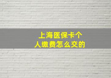 上海医保卡个人缴费怎么交的