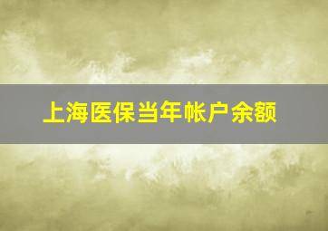 上海医保当年帐户余额