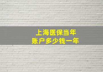 上海医保当年账户多少钱一年