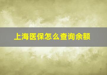 上海医保怎么查询余额