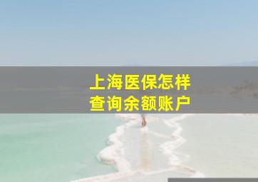 上海医保怎样查询余额账户