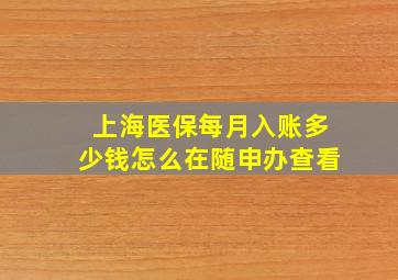 上海医保每月入账多少钱怎么在随申办查看