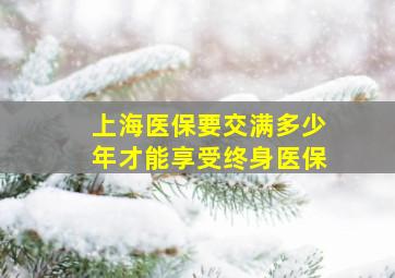 上海医保要交满多少年才能享受终身医保