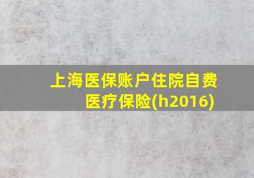 上海医保账户住院自费医疗保险(h2016)