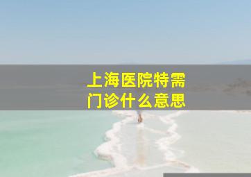 上海医院特需门诊什么意思