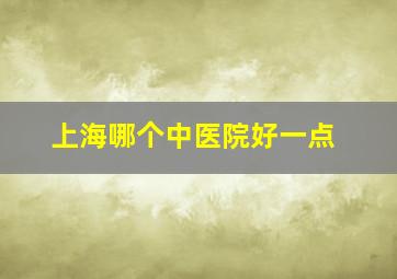 上海哪个中医院好一点