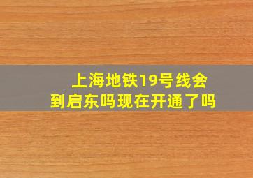 上海地铁19号线会到启东吗现在开通了吗