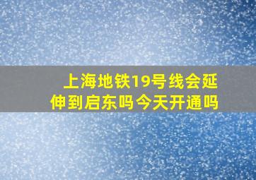 上海地铁19号线会延伸到启东吗今天开通吗