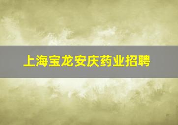 上海宝龙安庆药业招聘