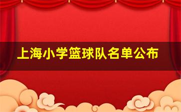 上海小学篮球队名单公布