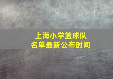 上海小学篮球队名单最新公布时间