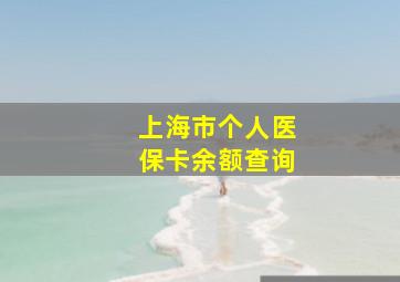 上海市个人医保卡余额查询