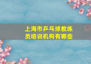 上海市乒乓球教练员培训机构有哪些