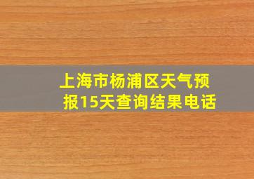 上海市杨浦区天气预报15天查询结果电话