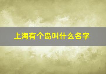 上海有个岛叫什么名字