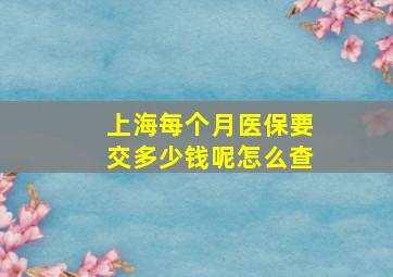 上海每个月医保要交多少钱呢怎么查