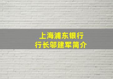 上海浦东银行行长邬建军简介