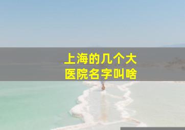 上海的几个大医院名字叫啥